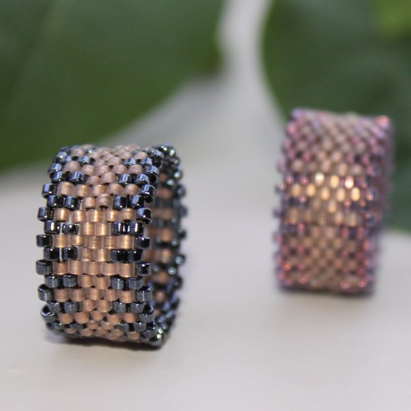 Handwoven Artisan Beaded Rings -  Wide Band Beaded Ring - New - Picture 13 of 14